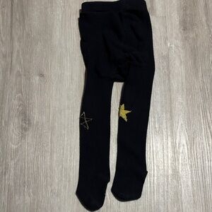 Black Kids Tights with Gold Star Accents